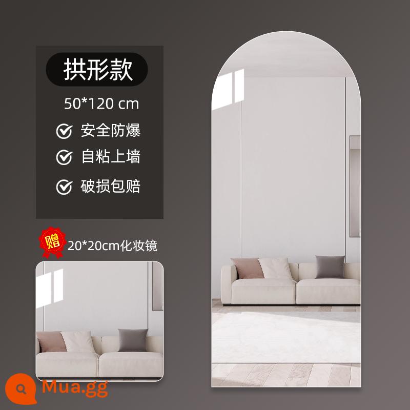 Gương mềm treo tường Gương toàn thân acrylic tự dính độ nét cao tại nhà trang điểm phòng ngủ bé gái Gương dài treo tường - Mẫu vòm 50 * 120 cm [Gương trang điểm 20 * 20 miễn phí]