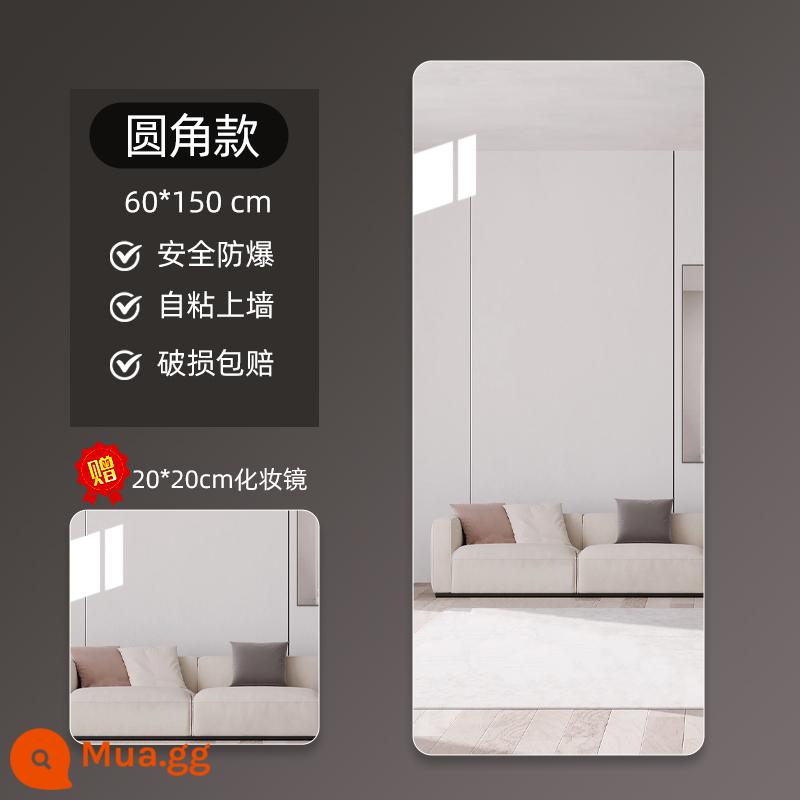 Gương mềm treo tường Gương toàn thân acrylic tự dính độ nét cao tại nhà trang điểm phòng ngủ bé gái Gương dài treo tường - [Gương trang điểm 20 * 20 miễn phí] Góc tròn 60 * 150cm [Gương dài chống cháy nổ hình ảnh HD]