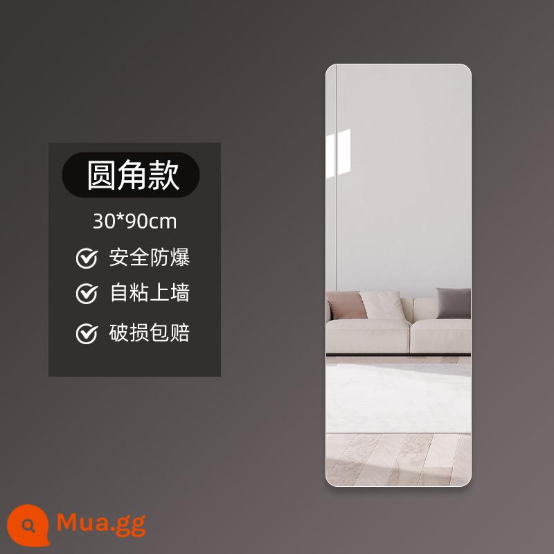 Gương mềm treo tường Gương toàn thân acrylic tự dính độ nét cao tại nhà trang điểm phòng ngủ bé gái Gương dài treo tường - Mẫu góc tròn 30*90cm [gương bán thân]