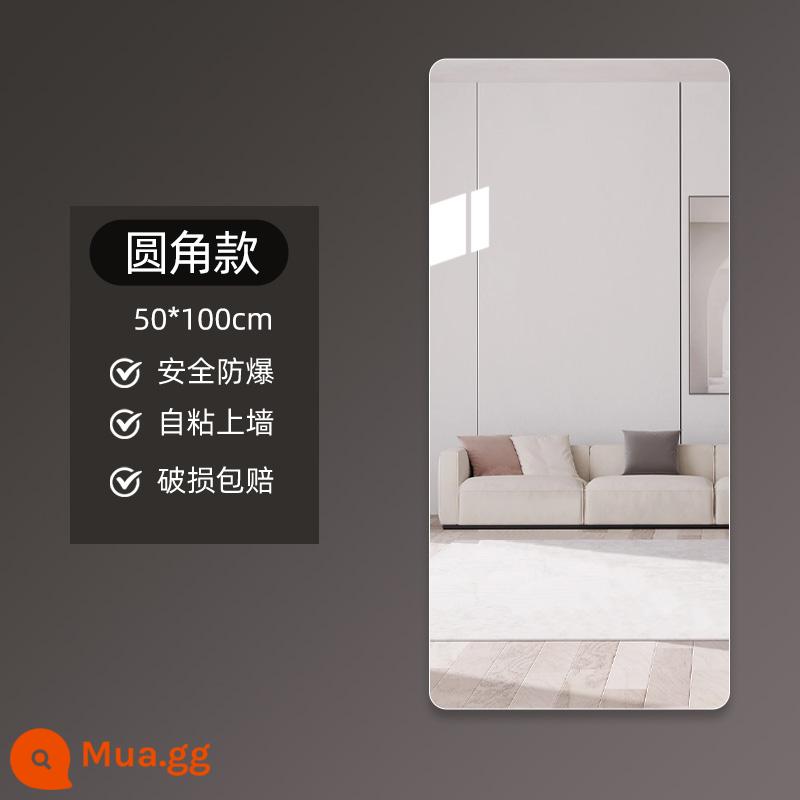 Gương mềm treo tường Gương toàn thân acrylic tự dính độ nét cao tại nhà trang điểm phòng ngủ bé gái Gương dài treo tường - Góc tròn 50 * 100 cm [gương dài một nửa] [gương mỹ phẩm 20 * 20 miễn phí]