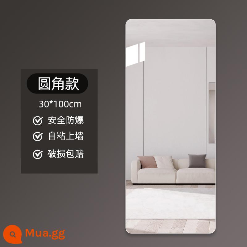 Gương mềm treo tường Gương toàn thân acrylic tự dính độ nét cao tại nhà trang điểm phòng ngủ bé gái Gương dài treo tường - Góc bo tròn 30*100 cm [gương dài một nửa]