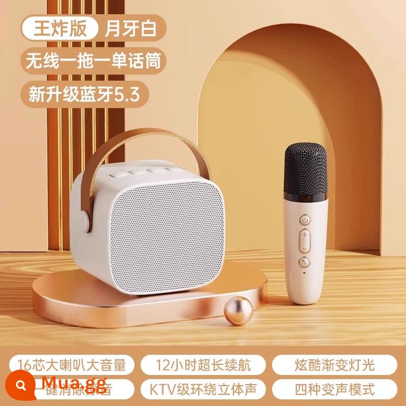 Micro và âm thanh tích hợp micro không dây Bluetooth tại nhà hát karaoke đa năng cho trẻ em gia đình nhỏ ktv di động - Lúa mì đơn màu trắng lưỡi liềm [Máy ​​trộn Bel Canto + Âm thanh nổi lớn + Loa Bluetooth]