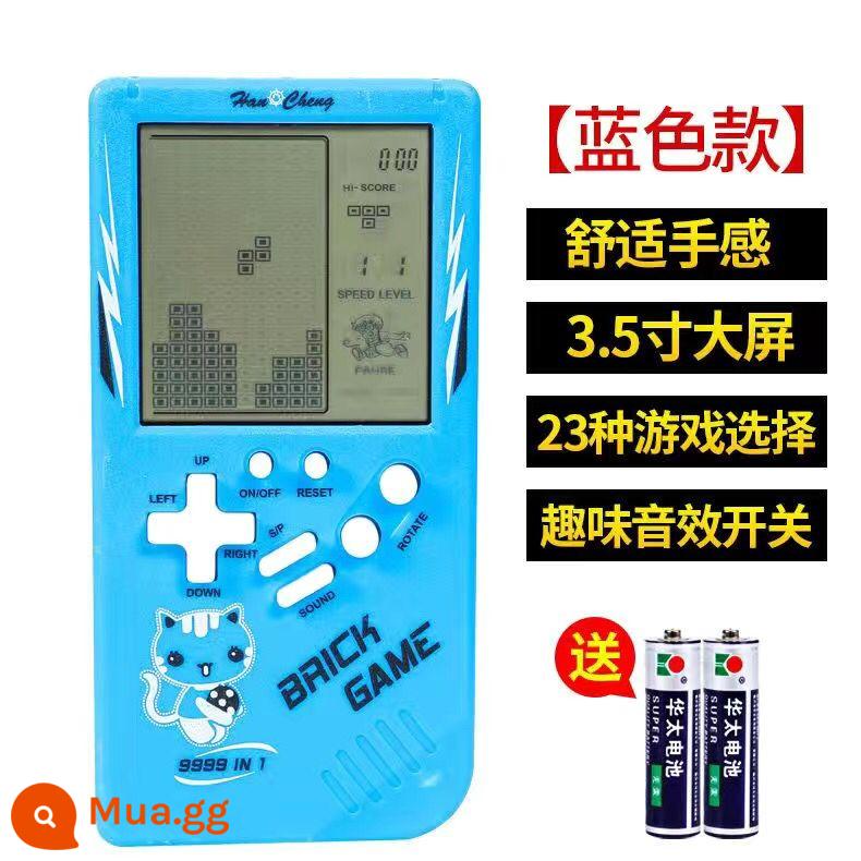 Màn hình lớn 4,1 inch Đồ chơi giáo dục cho trẻ em Máy chơi game Tetris hoài cổ cổ điển Máy chơi game cầm tay kiểu cũ - [Xanh] 3,5 inch + pin