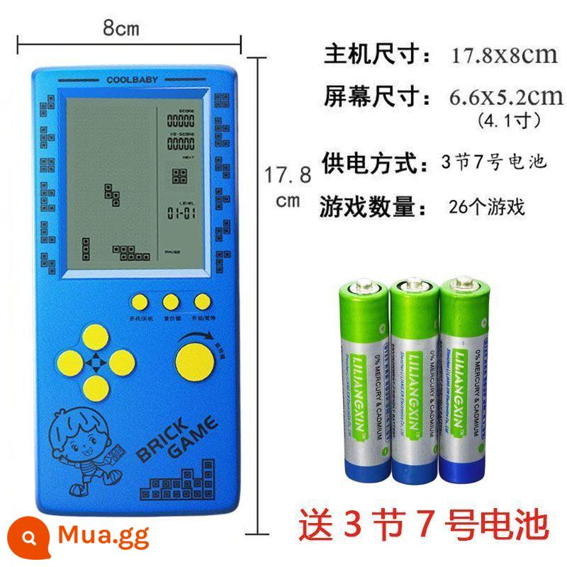 Màn hình lớn 4,1 inch Đồ chơi giáo dục cho trẻ em Máy chơi game Tetris hoài cổ cổ điển Máy chơi game cầm tay kiểu cũ - [Xanh] Màn hình lớn 4,1 inch + pin miễn phí