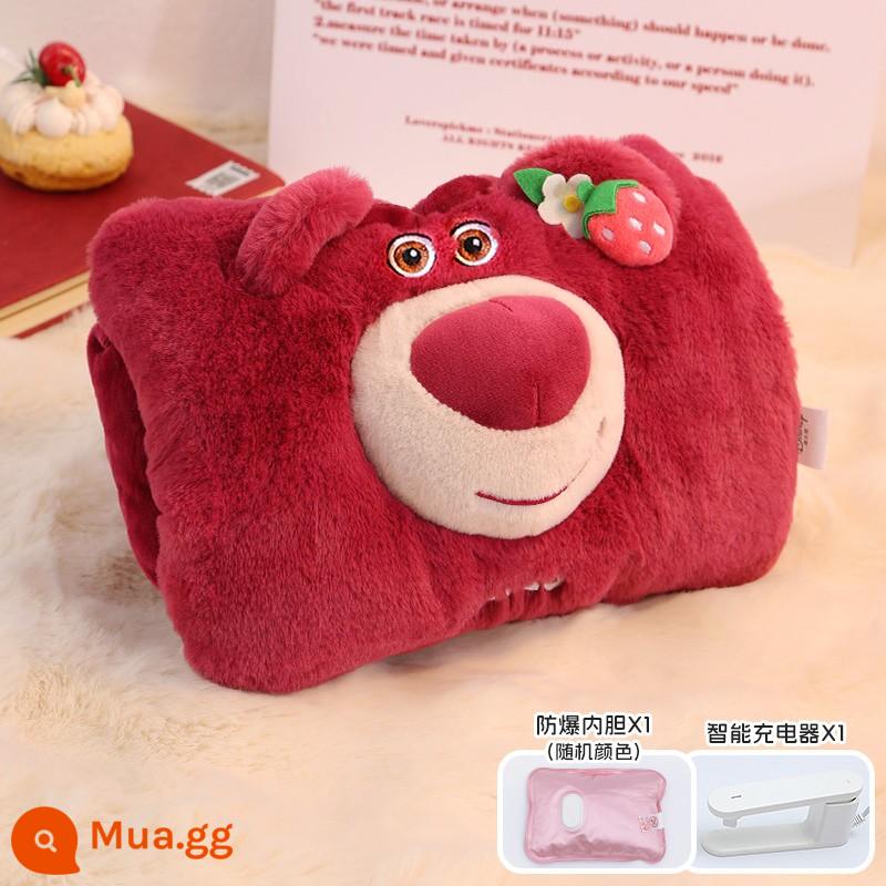 [Suning Select] Disney Strawberry Bear Chai nước nóng có thể sạc lại Chai nước nóng cầm tay cho bé Chai nước ấm tay bằng điện 3127 - Nụ cười gấu dâu-hoa hồng 3D