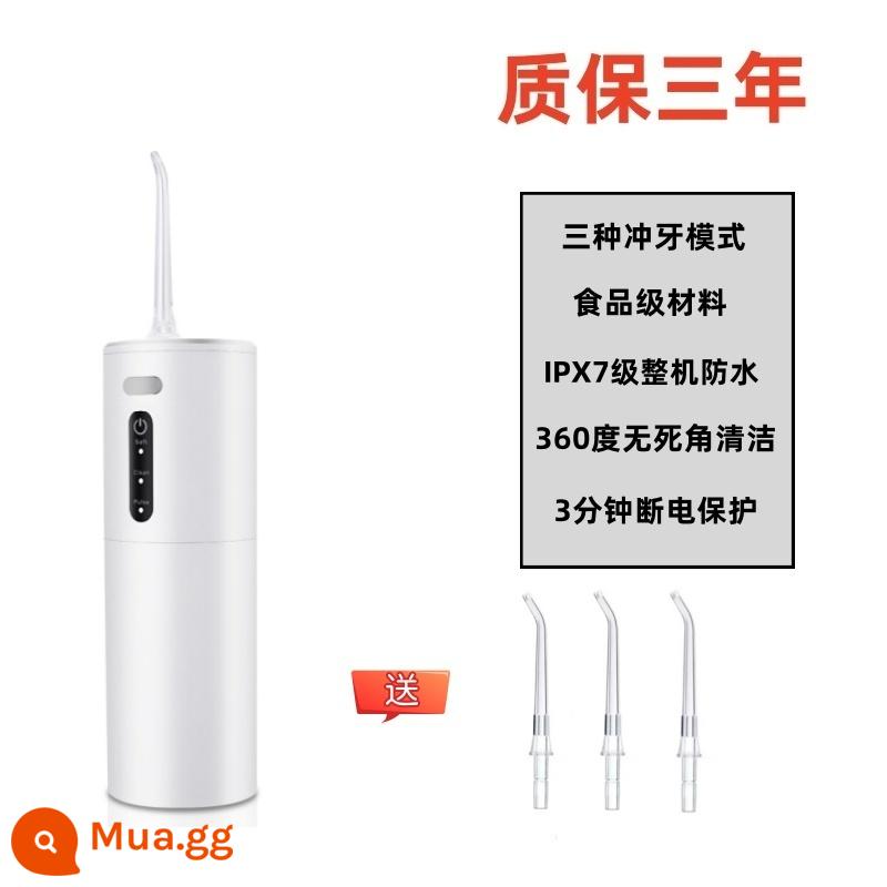 Máy súc miệng điện gia dụng Xiaomi, máy tăm nước cầm tay, dụng cụ làm sạch kẽ răng đặc biệt chỉnh nha, máy cạo vôi răng - Màu trắng - phiên bản nâng cấp (ba vòi) với thời lượng pin được nâng cấp