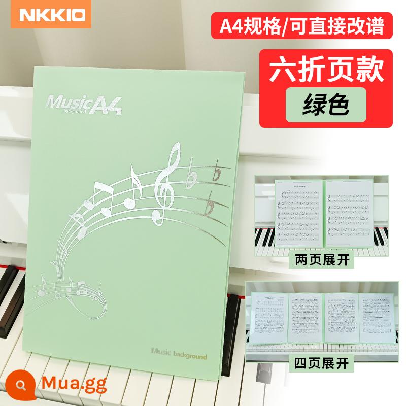 Tập sách điểm âm nhạc A4 kẹp điểm piano không phản chiếu có thể được sửa đổi và mở rộng clip điểm bài hát lưu trữ thông tin túi tập tin sách - Điểm cấu hình lại A4 6 trang - màu xanh lá cây