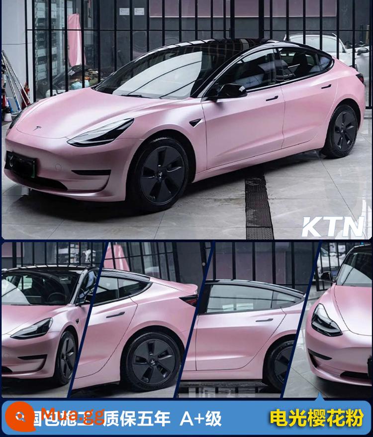 Phim đổi màu xe PET toàn bộ thân xe toàn bộ xe tpu vỏ xe Tesla mờ đen sáng chiến binh hạt tiêu trắng bạc - Bột hoa anh đào quang điện loại A+ [bảo hành 5 năm, nguyên liệu nền nhập khẩu, bao gồm thi công toàn quốc]