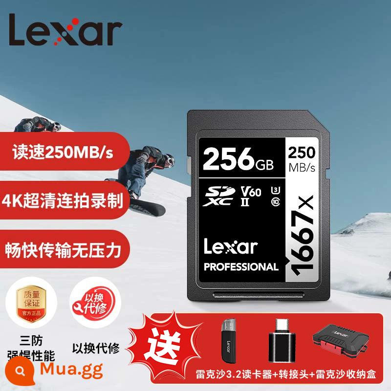 Thẻ nhớ Lexar SD 256G thẻ nhớ V60 tốc độ cao 4K HD Nikon Canon Máy ảnh Sony thẻ nhớ chuyên dụng - 1667X 256G V60 SD USH-II[đọc 250M, ghi 120M]