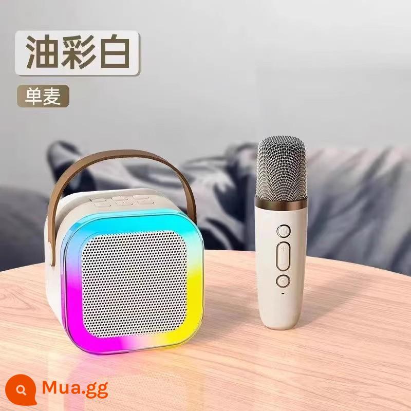 NF Micro Âm Thanh Micro Tích Hợp Karaoke Hiện Vật Điện Thoại Di Động Bluetooth Không Dây Hát Trẻ Em Giải Trí Nhà KTV - [Mic đơn màu trắng sơn dầu] Bộ trộn card âm thanh Bel Canto ●Với ánh sáng không khí ●Tuổi thọ pin dài