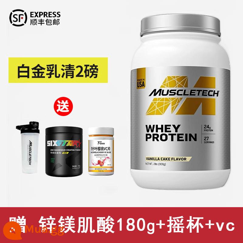 Muscletech Cơ Công Nghệ Bạch Kim Bột Whey Protein 5 lbs Thể Dục Protein Tăng Cơ Cô Lập Bột Protein - Bạch kim 2 pound + cốc lắc + creatine magiê kẽm + viên vc