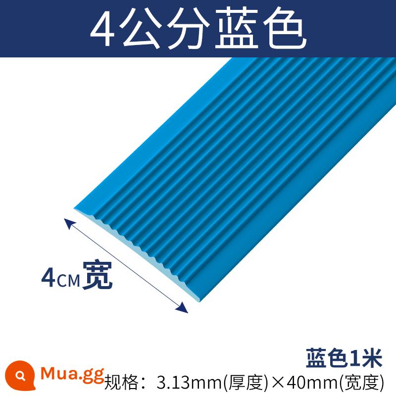 Dải chống trượt cầu thang tự dính mẫu giáo bước bước dán sàn chống trượt dán thảm sàn gạch PVC ngoài trời - Màu xanh rộng 4cm (nhân dân tệ/mét) có keo [độ dày 3,13mm]
