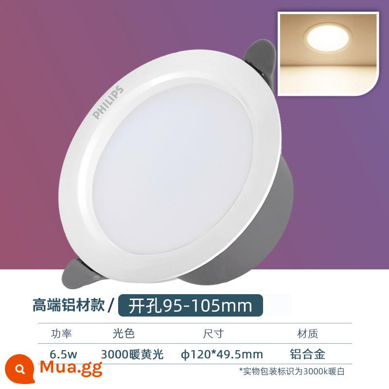 Philips Downlight Nhúng LED Âm Trần Lỗ Ánh Sáng Siêu Mỏng Đèn Chiếu Sáng Đơn Giản Nhà Phòng Khách Hành Lang Lối Đi Ánh Sáng - Model nhôm [đèn vàng ấm 6,5W] khoan 95-105mm