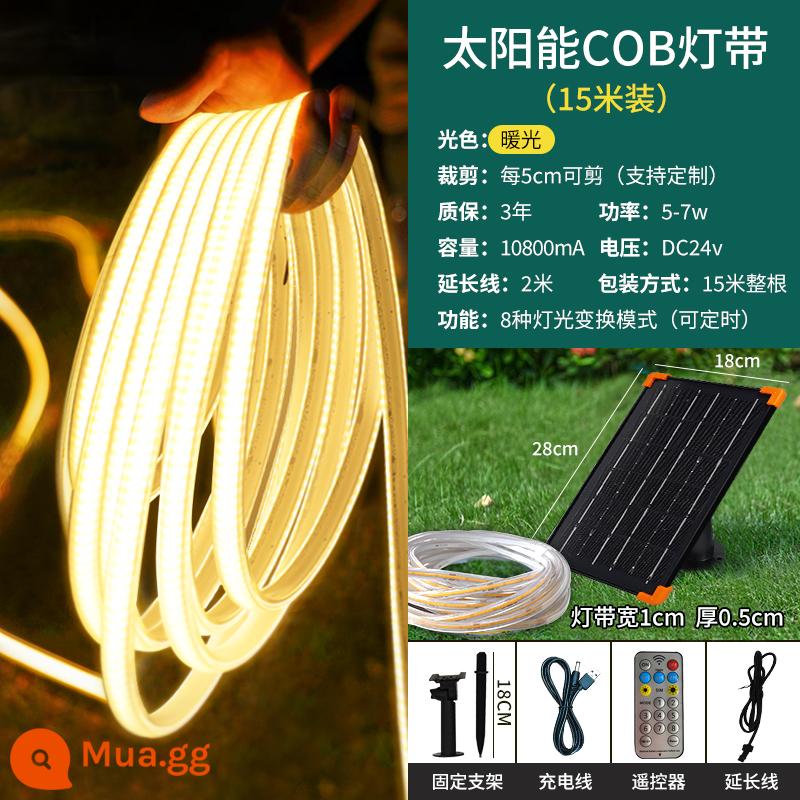 Đèn năng lượng mặt trời COB mới với đèn LED siêu sáng ngoài trời không thấm nước sân vườn biệt thự ban công ánh sáng bầu không khí - [Điều khiển từ xa 8 chế độ chống nước và sáng] 4800 đèn-15 mét ánh sáng ấm áp COB năng lượng mặt trời + USB hai lần sạc