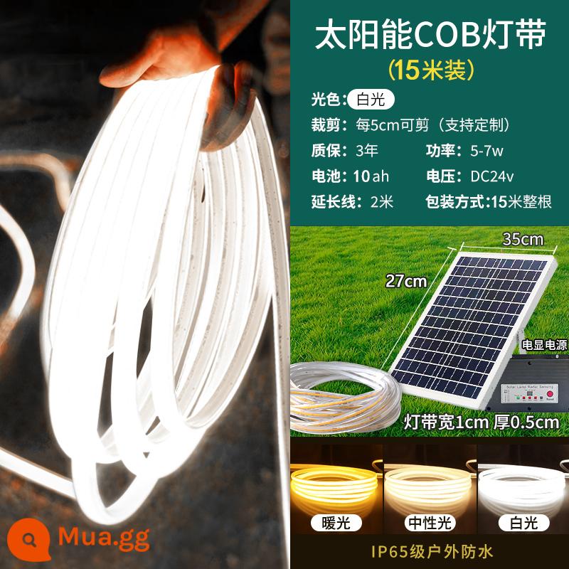 Đèn năng lượng mặt trời COB mới với đèn LED siêu sáng ngoài trời không thấm nước sân vườn biệt thự ban công ánh sáng bầu không khí - [Màn hình sạc nhanh Điều khiển từ xa 8 chế độ] 4800 đèn - Ánh sáng trắng 15 mét (kiểu siêu sáng kỹ thuật) Đèn COB với điều khiển ánh sáng mặt trời + thời gian bộ nhớ + hiển thị nguồn