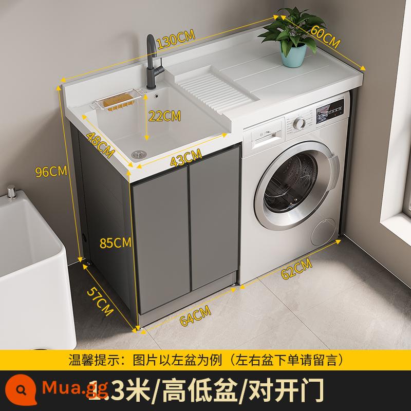 Cắt góc Máy giặt tùy chỉnh Máy tích hợp Tủ Tủ Tủ Nội các không gian Aluminum Drum Laundry Laundry Silhouette Kết hợp với tấm cọ xát - Cửa đôi tay nắm giấu chiều cao-130 cm