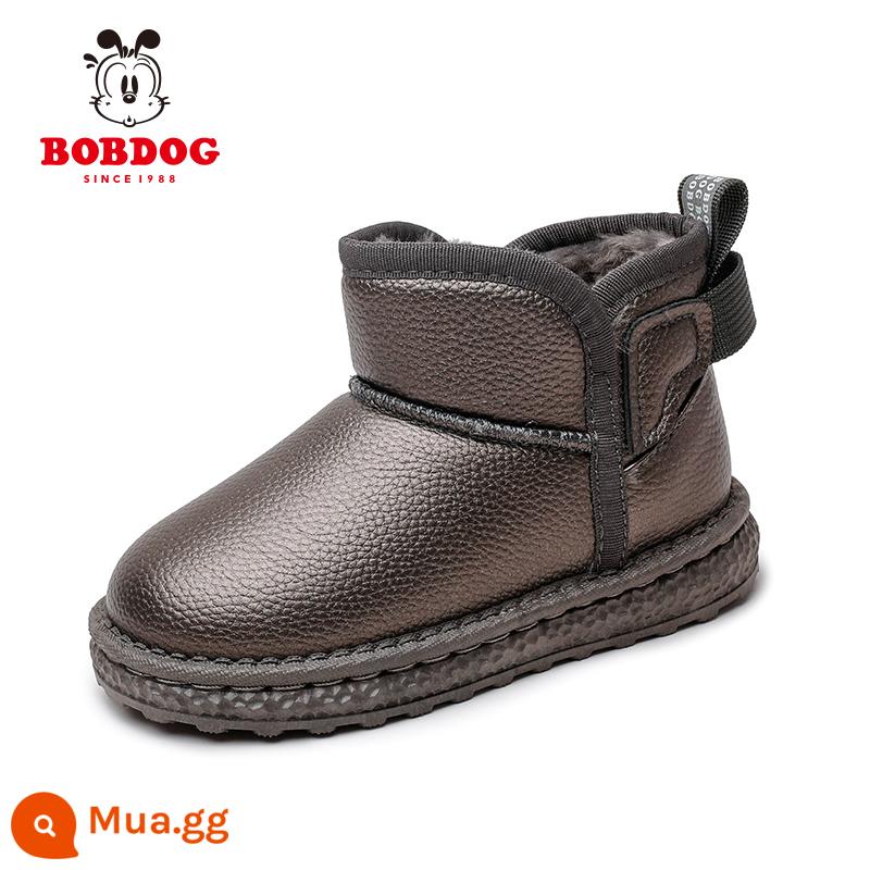 Giày trẻ em Babu Doudou Boot Snow 2022 Mới mùa đông trẻ em giày cotton plel sâu ấm chảy - Màu súng 5030