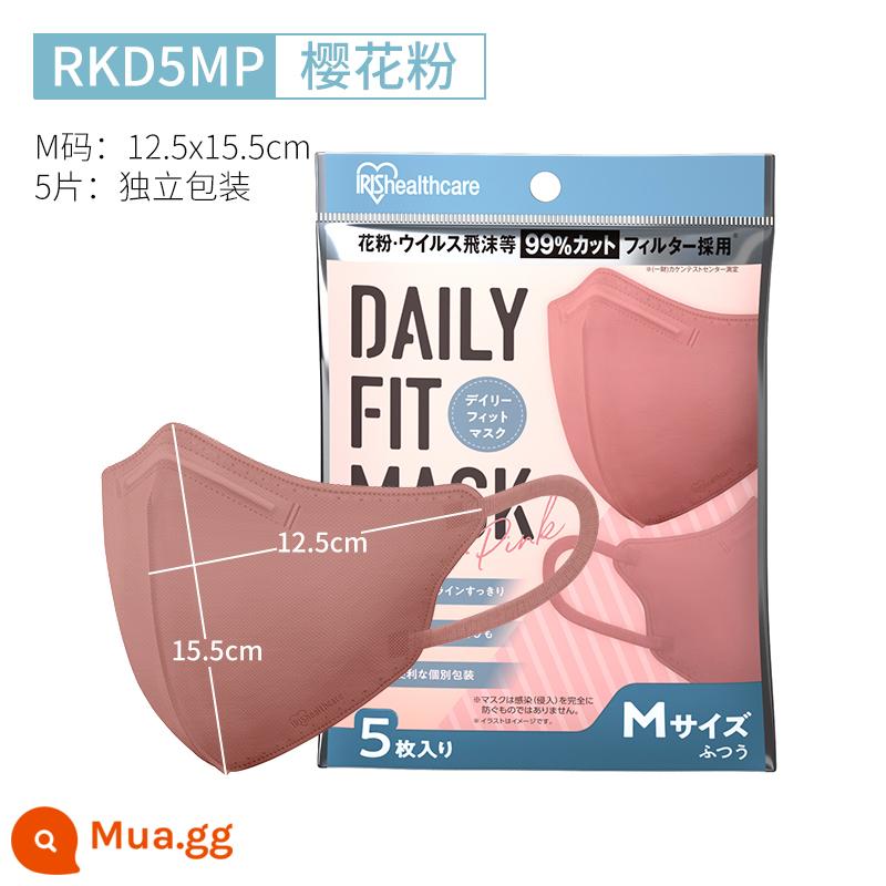 IRIS màu 3D mặt nạ ba chiều dành cho người lớn dùng một lần kem chống nắng mùa hè cá tính nữ chống bụi thoáng khí bao bì độc lập - 5 cái [size M] hồng Sakura