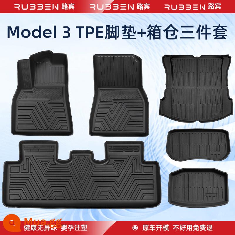 Thích hợp cho các miếng đệm chân đặc biệt của Tesla Model3 được bao quanh hoàn toàn bởi các phụ kiện sửa đổi ô tô tpe của Modely - Thảm trải sàn toàn bộ Model3 + bộ cốp ba mảnh