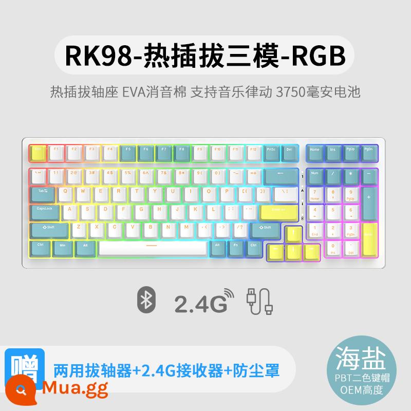 Bàn phím cơ không dây ba chế độ RK98 bluetooth 2.4g chơi game có dây thể thao điện tử RGB bộ tùy chỉnh có thể tráo đổi nóng - Haiyan (RGB) có thể tráo đổi nhanh ba chế độ