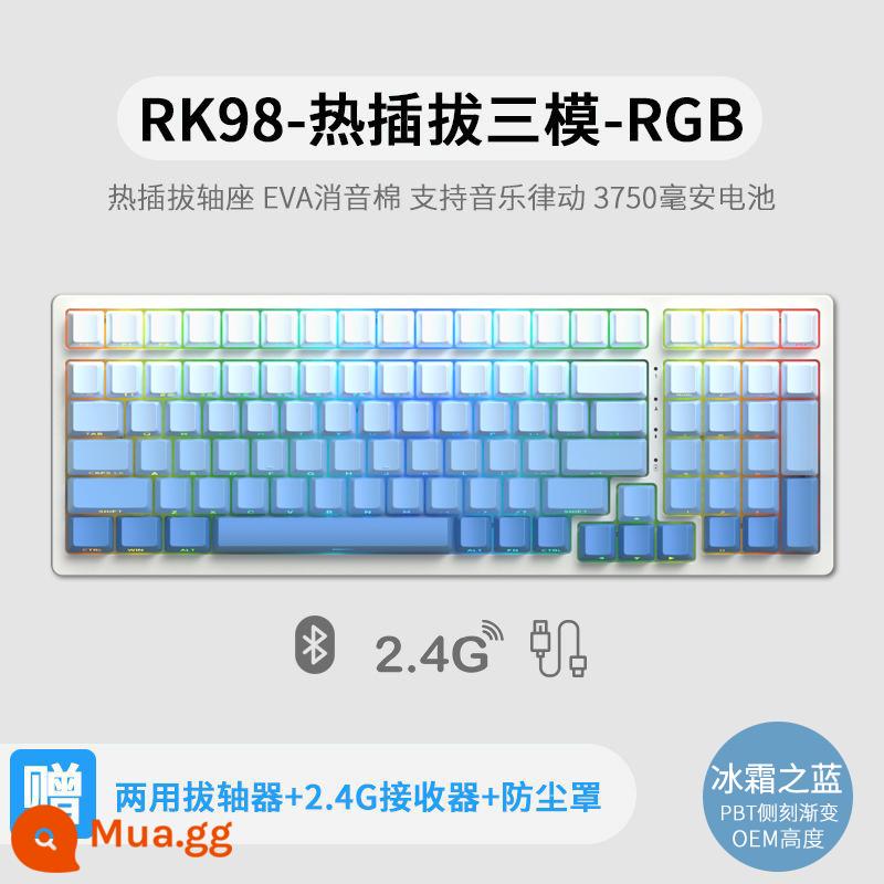 Bàn phím cơ không dây ba chế độ RK98 bluetooth 2.4g chơi game có dây thể thao điện tử RGB bộ tùy chỉnh có thể tráo đổi nóng - Frost Blue (RGB) ba chế độ có thể tráo đổi nhanh