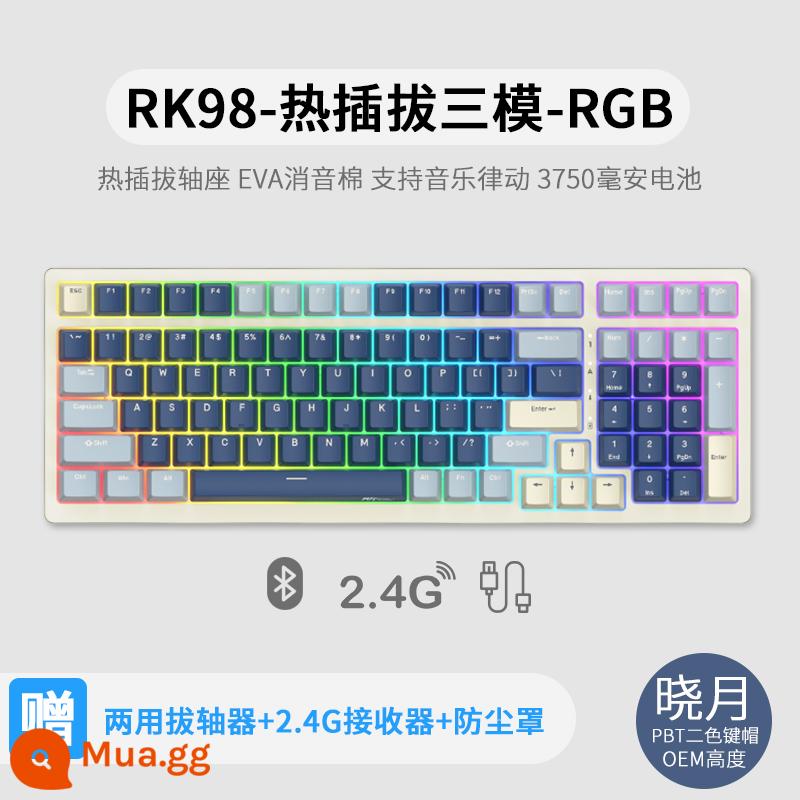 Bàn phím cơ không dây ba chế độ RK98 bluetooth 2.4g chơi game có dây thể thao điện tử RGB bộ tùy chỉnh có thể tráo đổi nóng - Xiaoyue (RGB) ba chế độ có thể tráo đổi nhanh