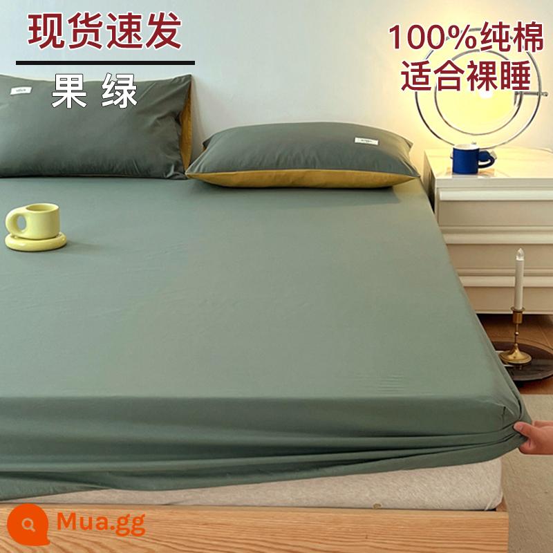 Bộ drap cotton trang bị một mảnh bộ ga trải giường mùa đông 2022 túi đựng nệm Simmons mới cotton nguyên chất ga trải giường cotton đã qua giặt sạch - trái cây xanh