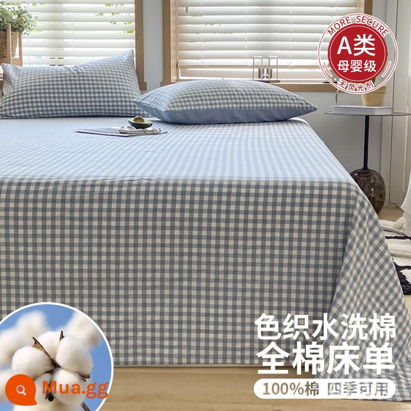 Đơn Giản Hiện Đại Ga Trải Giường Cotton Đã Giặt Một Mảnh Cotton Nguyên Chất 100 Cotton Đơn Ký Túc Xá Mền Vỏ Gối Đơn Bộ Ba Món Đôi 3 - Blue Xiaoge [100% cotton được giặt bằng cotton, một kẻ giả mạo sẽ bị trừng phạt mười]