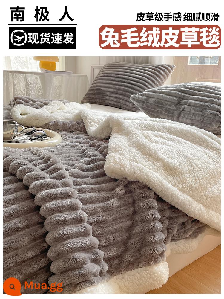 Ánh Sáng Sang Trọng Thỏ Sang Trọng Chăn Mùa Đông Dày Nhung San Hô Chăn Văn Phòng Đơn Ngủ Trưa Chăn Sofa Chăn Chần Gòn - Nâng cấp dày hai lớp theo phong cách mùa đông-lông thỏ màu xám vừa [Loại A lông thỏ dày sang trọng dành cho bà mẹ và trẻ sơ sinh]