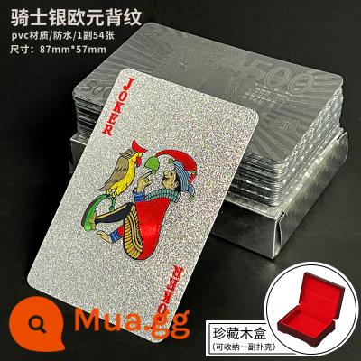 Vàng Poker Thẻ Bay Sáng Tạo Lưới Nhựa Nhựa PVC Đỏ Chống Thấm Nước Có Thể Giặt Thẻ Bay Đồ Chơi Trò Chơi Texas Cắt Hoa - Knight Silver Euro + Hộp gỗ sang trọng