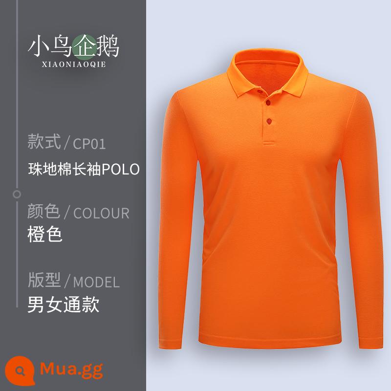 Quần áo làm việc tùy chỉnh T-shirt quần áo làm việc tùy chỉnh-thực hiện đội mùa hè cotton văn hóa quảng cáo áo POLO ngắn tay in LOGO - E dài tay màu cam