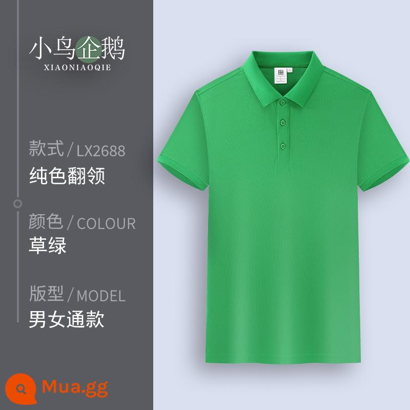 Quần áo làm việc tùy chỉnh T-shirt quần áo làm việc tùy chỉnh-thực hiện đội mùa hè cotton văn hóa quảng cáo áo POLO ngắn tay in LOGO - G cỏ xanh