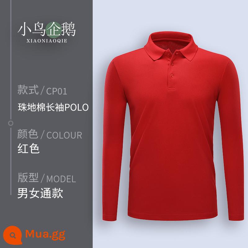 Quần áo làm việc tùy chỉnh T-shirt quần áo làm việc tùy chỉnh-thực hiện đội mùa hè cotton văn hóa quảng cáo áo POLO ngắn tay in LOGO - E dài tay màu đỏ