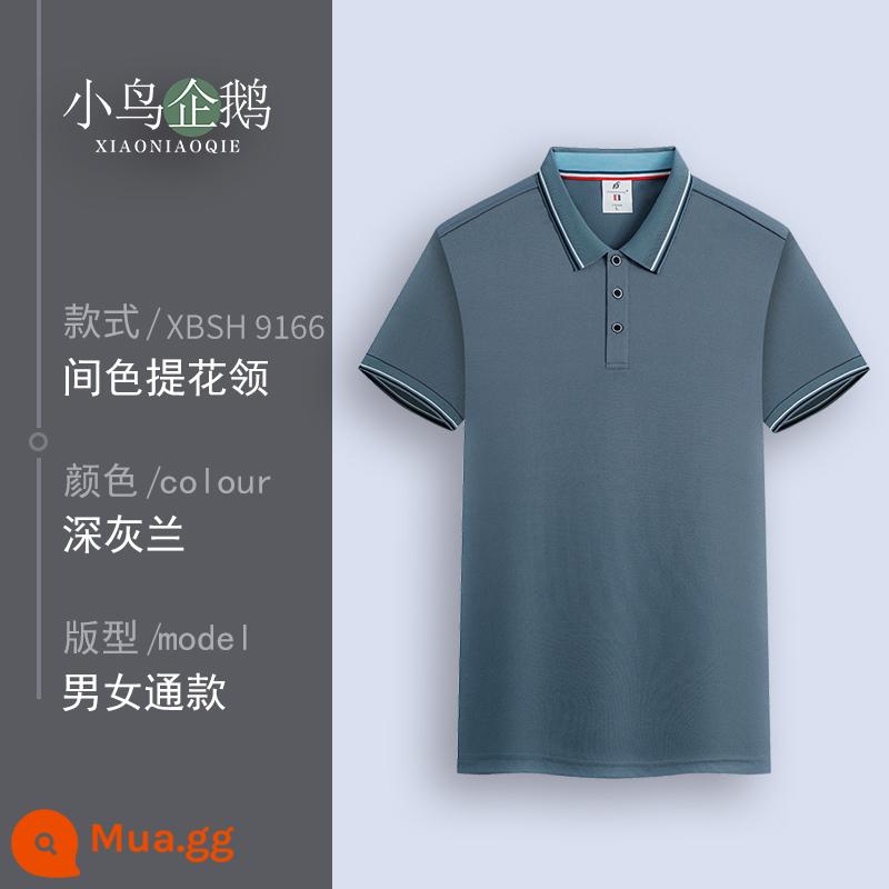 Quần áo làm việc tùy chỉnh T-shirt quần áo làm việc tùy chỉnh-thực hiện đội mùa hè cotton văn hóa quảng cáo áo POLO ngắn tay in LOGO - B màu xanh xám đậm