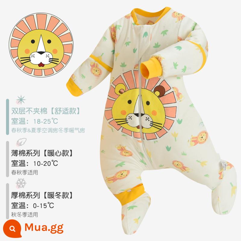 Túi ngủ của bé Mùa xuân và Bông mùa thu, đá chống lại trẻ em, Cổ vật, Chân cotton Big Kids Cotton bị ức chế, Mùa thu và mùa đông dày bốn mùa - Simba Lion [kháng khuẩn và kháng khuẩn hai lớp phong cách bốn mùa]