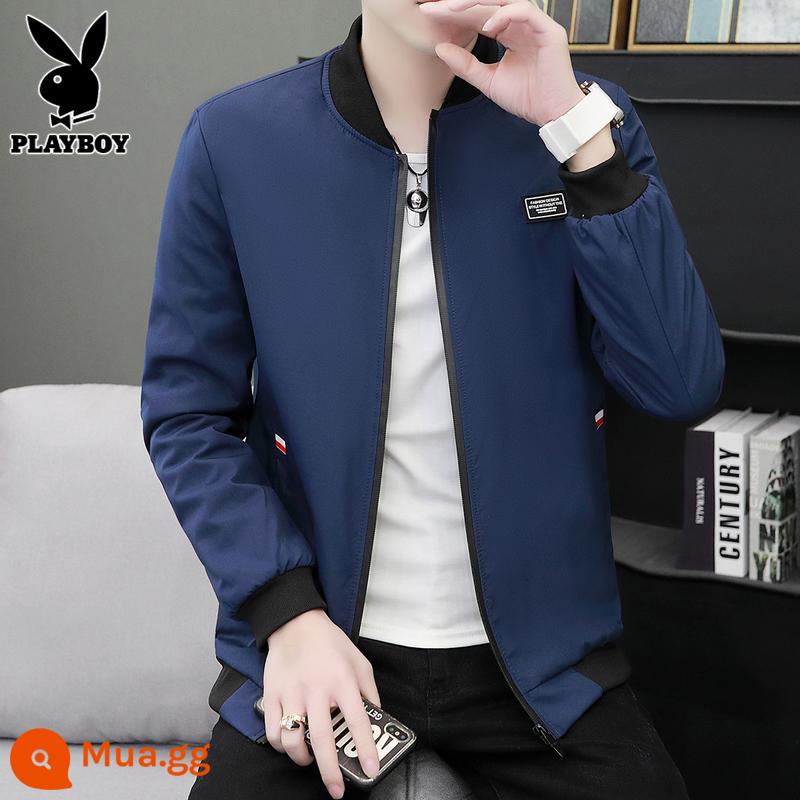 Playboy Áo Khoác Nỉ Nam Cổ Bóng Chày Quần Áo Xuân Thu Đông Xu Hướng Đa Năng Đen Áo Khoác Nam - 001 Tây Tạng Xanh