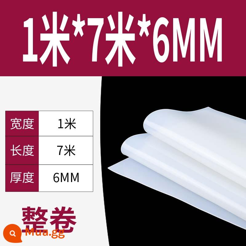 Tấm cao su silicon gia công cao su chịu nhiệt độ cao Đệm đệm chống sốc Gioăng silicon Cao su silicon dày 13510mm đàn hồi cao - [Cuộn đầy đủ 6 mm] 1 mét * 7 mét