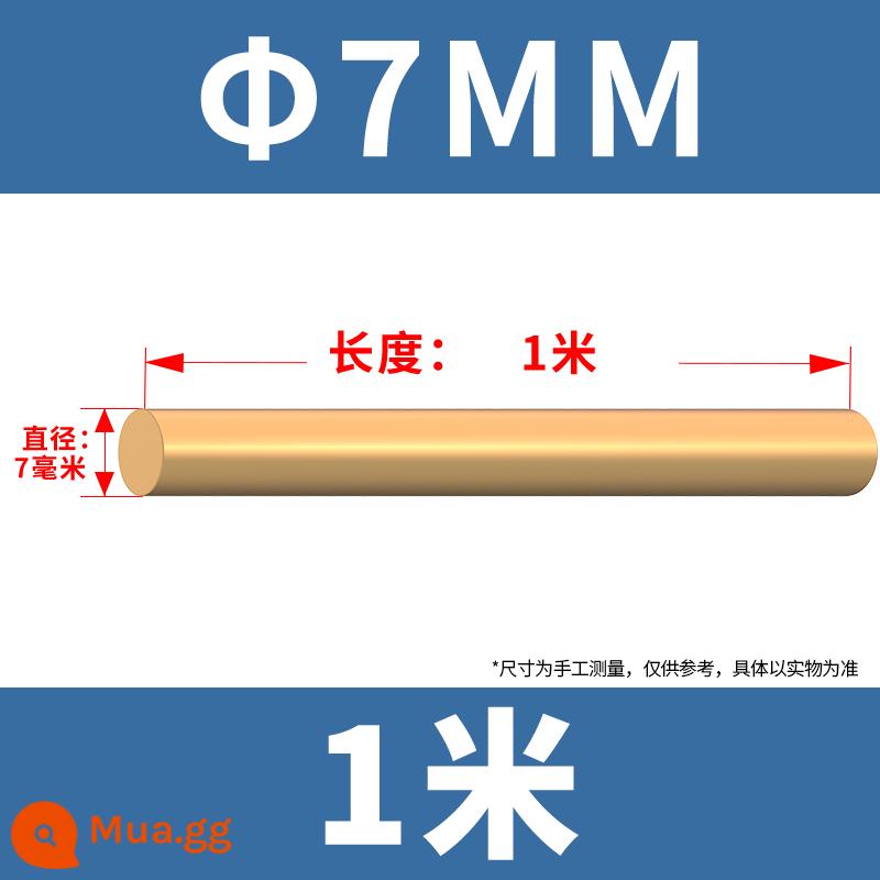 H59 thanh đồng thanh đồng nguyên khối màu vàng thanh đồng tròn 4mm 5mm 6mm 8mm 10mm-60mm thanh đồng - 7mm-1 mét