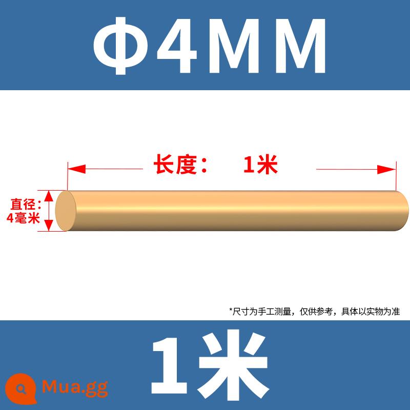 H59 thanh đồng thanh đồng nguyên khối màu vàng thanh đồng tròn 4mm 5mm 6mm 8mm 10mm-60mm thanh đồng - 4mm-1 mét