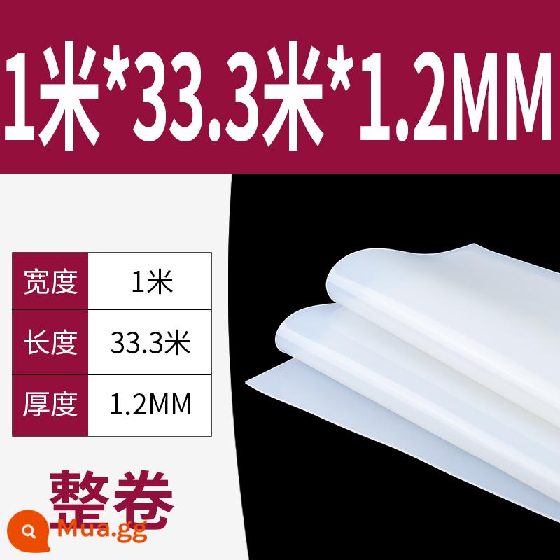 Tấm cao su silicon gia công cao su chịu nhiệt độ cao Đệm đệm chống sốc Gioăng silicon Cao su silicon dày 13510mm đàn hồi cao - [Cuộn đầy đủ 1,2mm] 1 mét * 33,3 mét