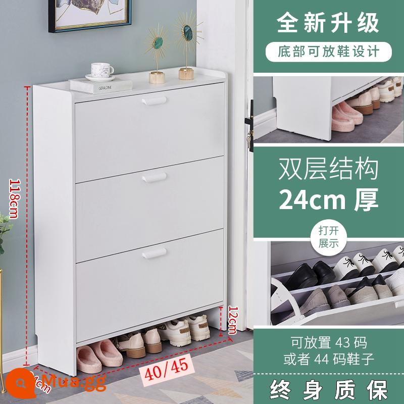 Tủ giày siêu mỏng 17cm cửa gia đình tiết kiệm đơn giản hiện đại tủ đựng đồ hẹp dung tích lớn thùng lật giá để giày nhỏ - Chiều dài 40/45 Độ dày 24 Chiều cao 118