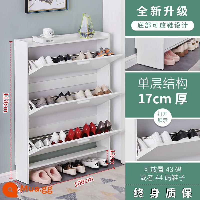 Tủ giày siêu mỏng 17cm cửa gia đình tiết kiệm đơn giản hiện đại tủ đựng đồ hẹp dung tích lớn thùng lật giá để giày nhỏ - Chiều dài 100 Độ dày 17 Chiều cao 118