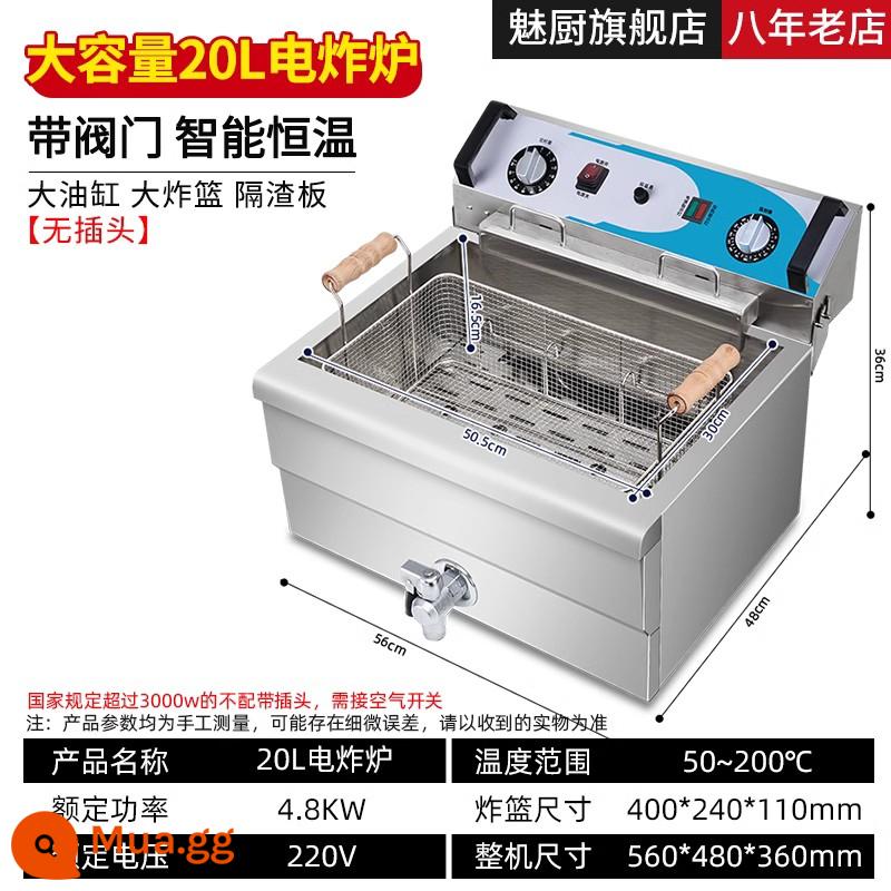 Charm Kitchen Fryer Bếp chiên điện thương mại Gian hàng Gas Xiên chiên Khoai tây chiên Que chiên Máy chiên nhiệt độ không đổi Nồi chiên điện - [Dung tích lớn mới] Van dầu lớn 20L, giỏ chiên dày, nhiệt độ không đổi thông minh