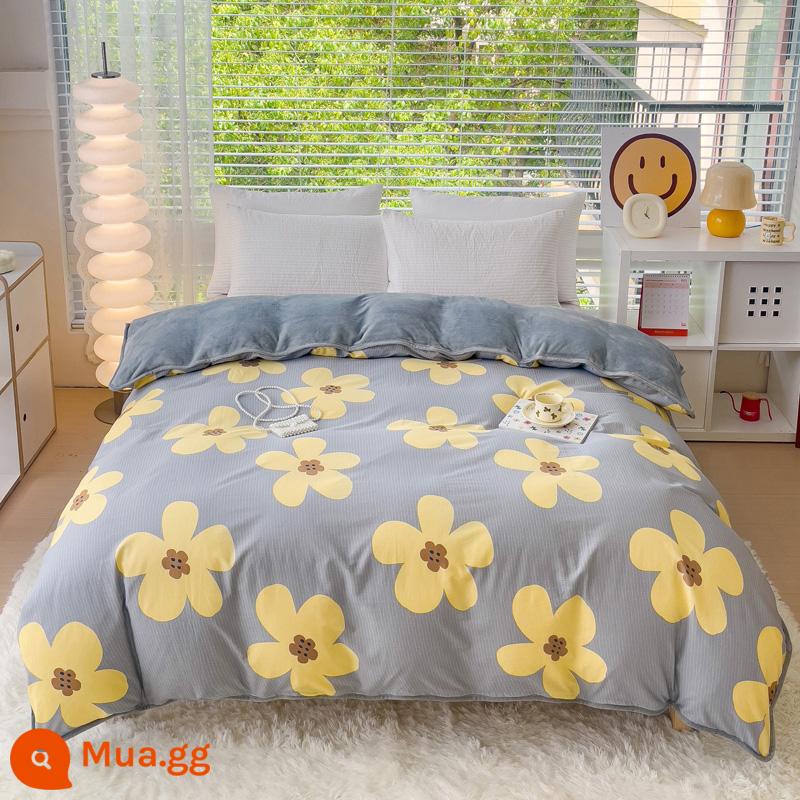 Nhung san hô dày vỏ chăn đơn mảnh mùa đông flannel vỏ chăn ab bề mặt mùa đông cotton nguyên chất cộng với nhung nhung một mặt có thể được tùy chỉnh - tình yêu hoa