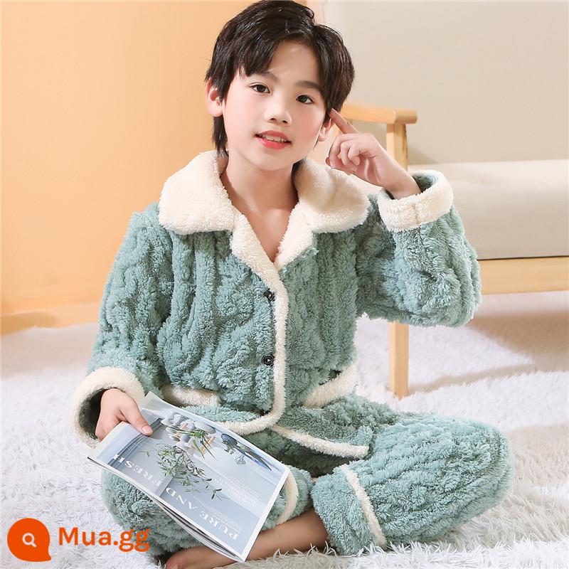 Các mẫu mùa thu và mùa đông dành cho trẻ em dày cộng với bộ đồ ngủ flannel nhung vừa và lớn cho bé trai và bé gái phong cách bùng nổ lông cừu san hô phù hợp với dịch vụ tại nhà - THPJ táo xanh