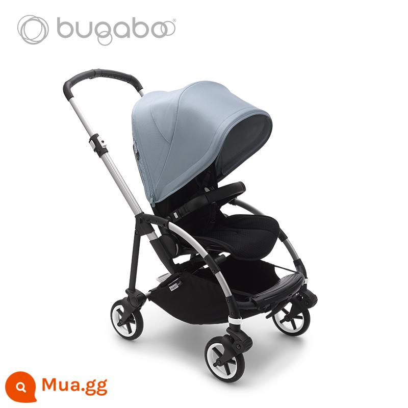 Xe đẩy em bé BUGABOO BEE6 có thể ngồi, nằm nhẹ, có thể gập 2 chiều, chống sốc - Khung bạc sương mù màu xanh tán ghế đen