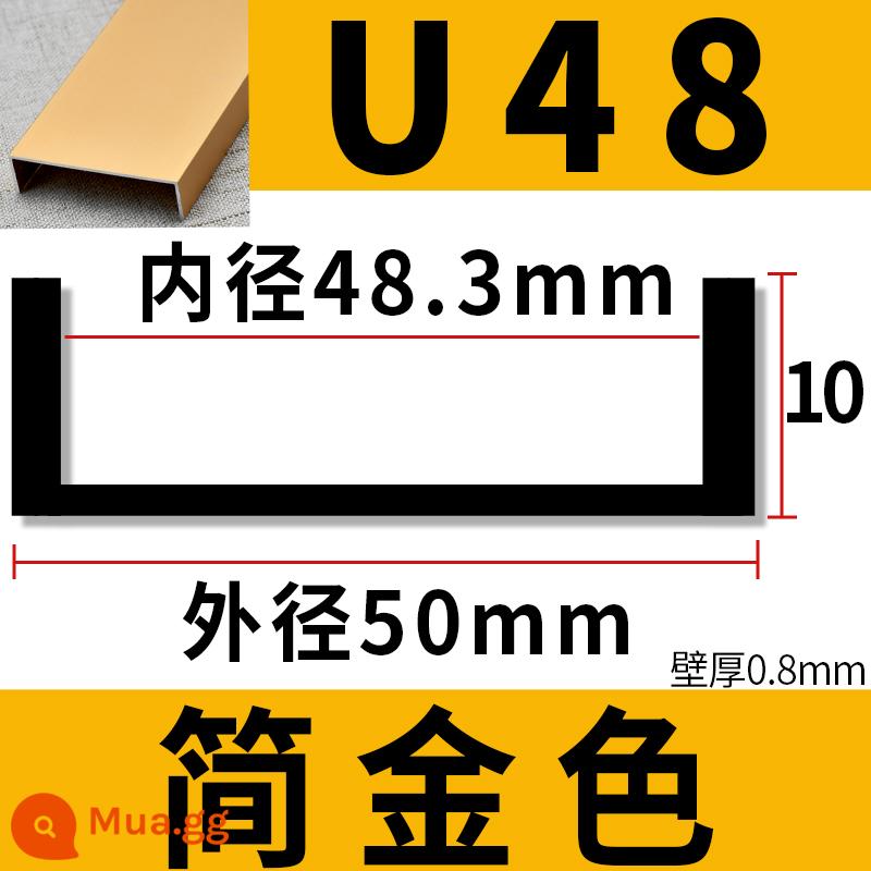 U9-U58 hợp kim nhôm không có khe màu đen mờ vàng hồng dải dải dải cạnh thẳng bảng gỗ không sơn dải khóa cạnh dải áp lực - U48 Jane Gold [3 mét/dày 0,8]