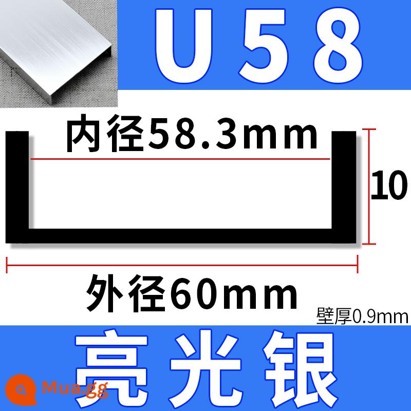 U9-U58 hợp kim nhôm không có khe màu đen mờ vàng hồng dải dải dải cạnh thẳng bảng gỗ không sơn dải khóa cạnh dải áp lực - U58 màu sáng [3 mét/dày 0,9]