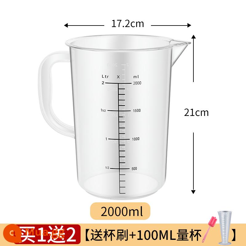 Cốc đong có vạch đo thùng đong nhựa thực phẩm quán trà sữa chuyên dụng làm bánh dung tích lớn xi lanh đong ml cốc đong nhỏ - Model PC màu đỏ 2000ML (tỷ lệ kép đen trắng)