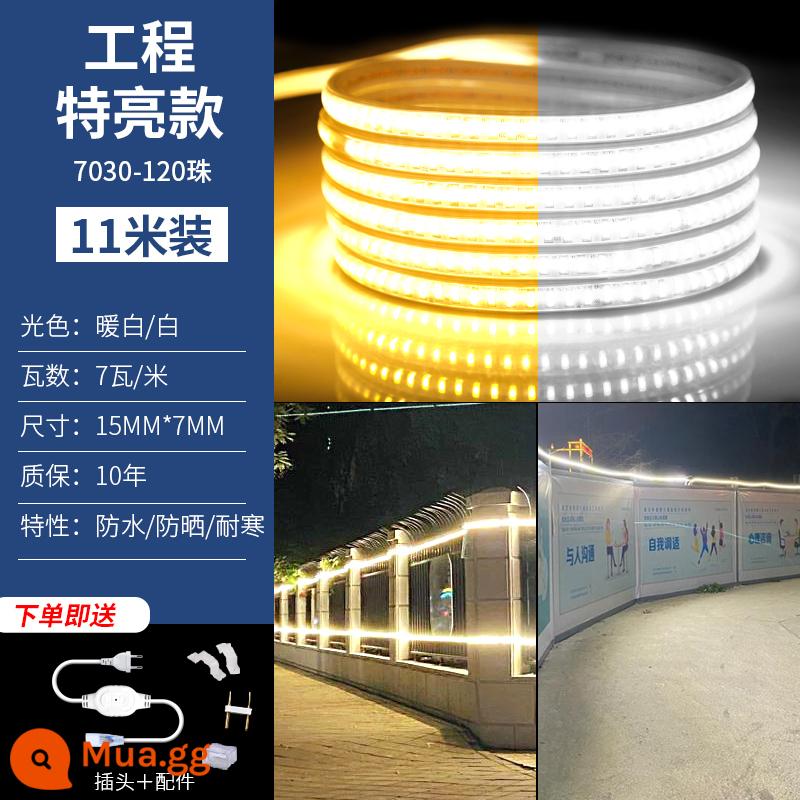 Dải đèn 220v ngoài trời tự dính chống thấm nước neon siêu sáng trang trí ngoài trời phòng khách nhà treo trần led dải ánh sáng tuyến tính - 11 mét★kỹ thuật siêu sáng 120 hạt★đi kèm phích cắm